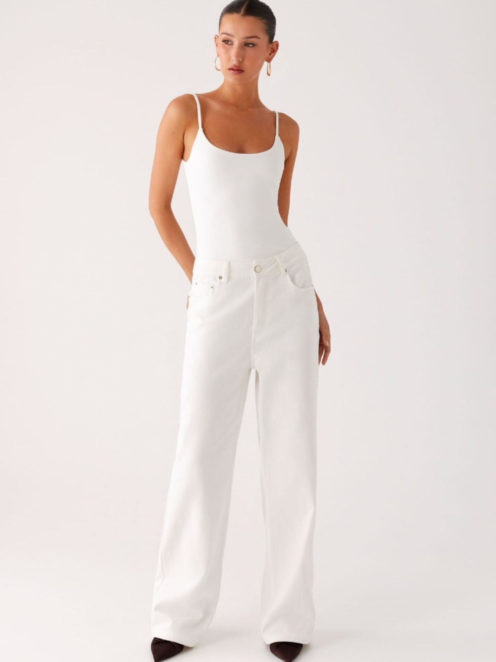 Peppermayo Back Again Straight Leg White Denim Jeans